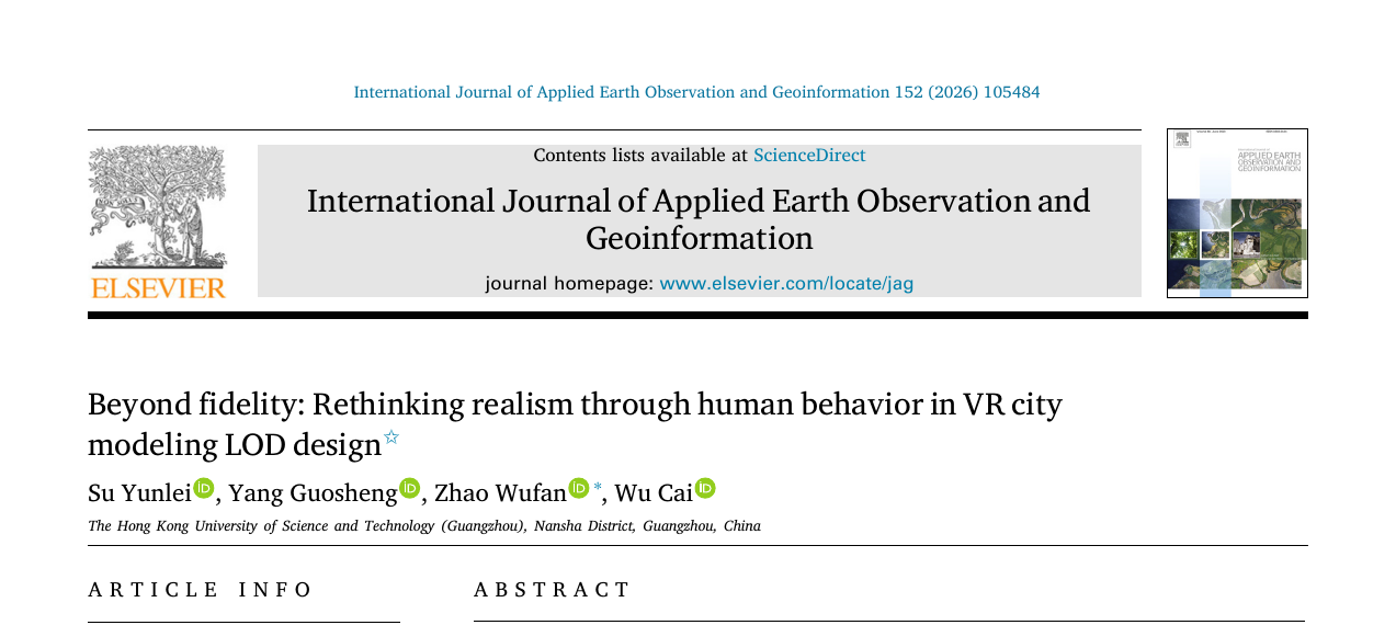 Now Out in International Journal of Applied Earth Observation and Geoinformation: Beyond Fidelity in VR City Modeling